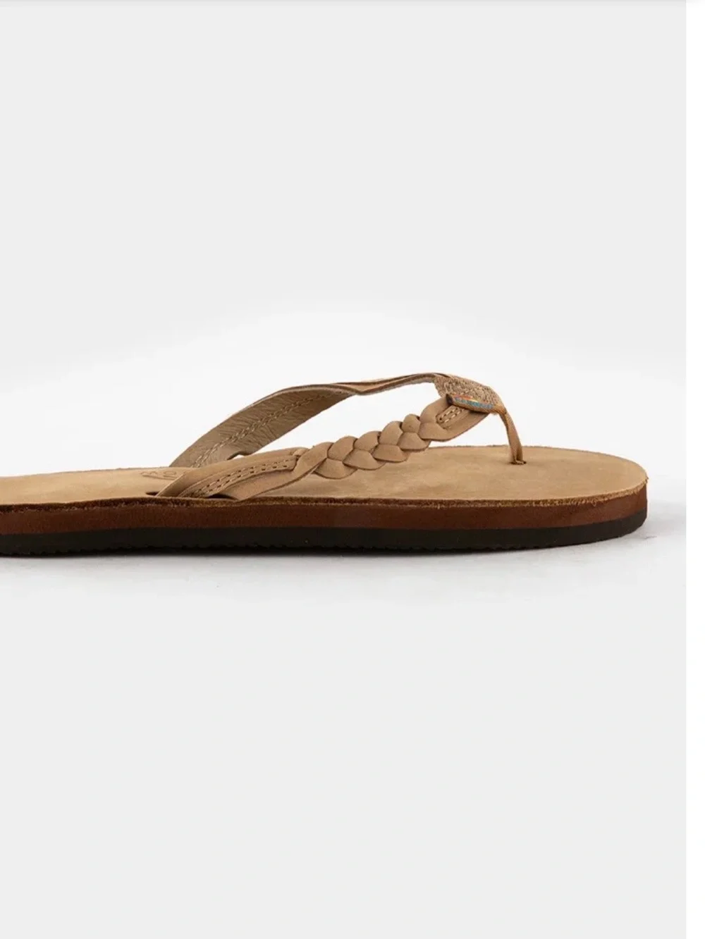 Rainbow Flirty Braidy Tan Girl’s Flip Flop Sandal